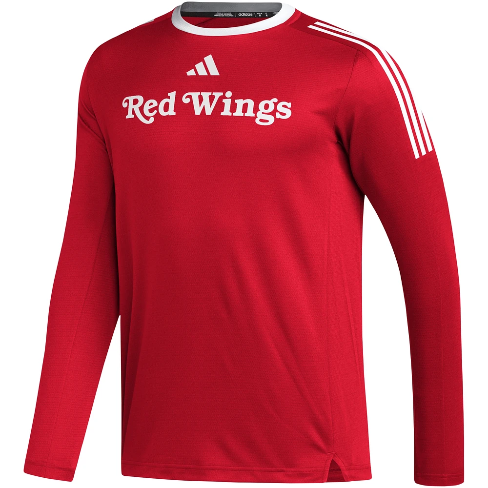 T-shirt à manches longues adidas Red Detroit Wings AEROREADY® pour homme