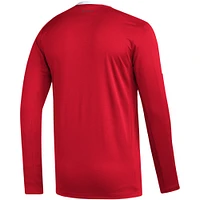 T-shirt à manches longues adidas Red Detroit Wings AEROREADY® pour homme