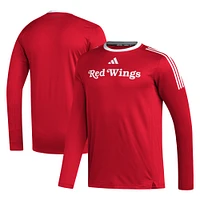 T-shirt à manches longues adidas Red Detroit Wings AEROREADY® pour homme