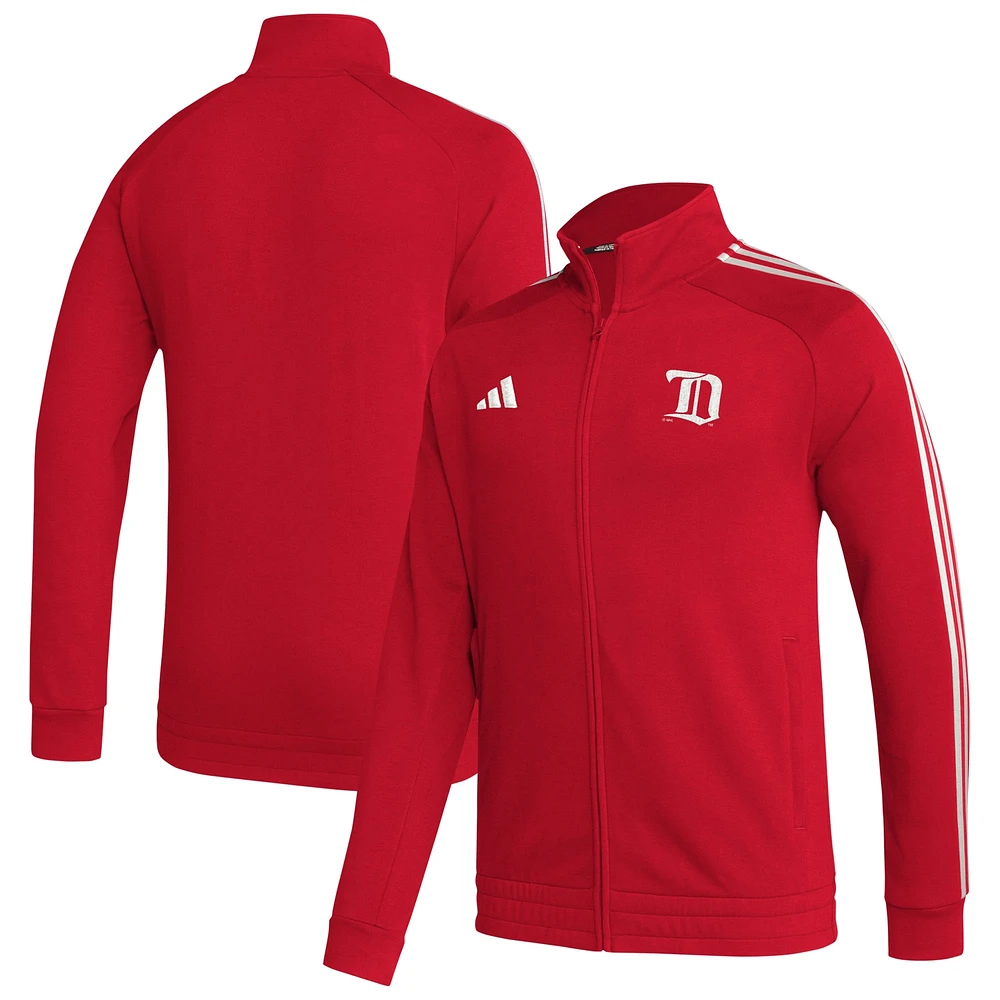 Veste de survêtement entièrement zippée adidas Red Detroit Wings Raglan pour hommes