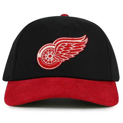 Casquette ajustable Burnett noire/rouge pour homme des Red Wings de Detroit American Needle