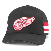 Casquette réglable de camionneur American Needle noire des Red Wings de Detroit HotFoot Stripes pour hommes