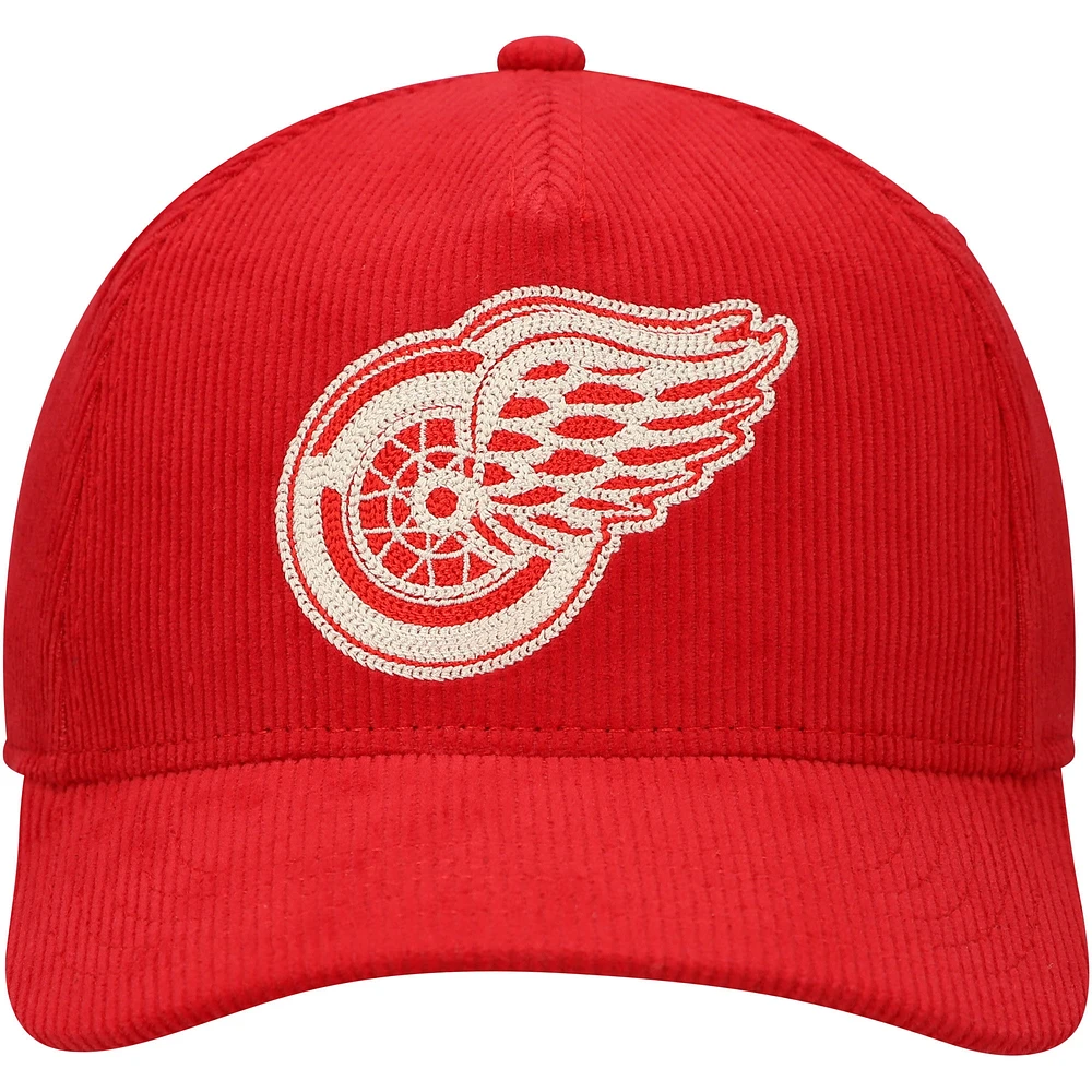 Chapeau réglable en velours côtelé American Needle Red Detroit Red Wings pour hommes