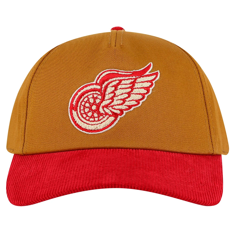 Casquette ajustable Burnett pour homme American Needle Tan/Red Detroit Red Wings