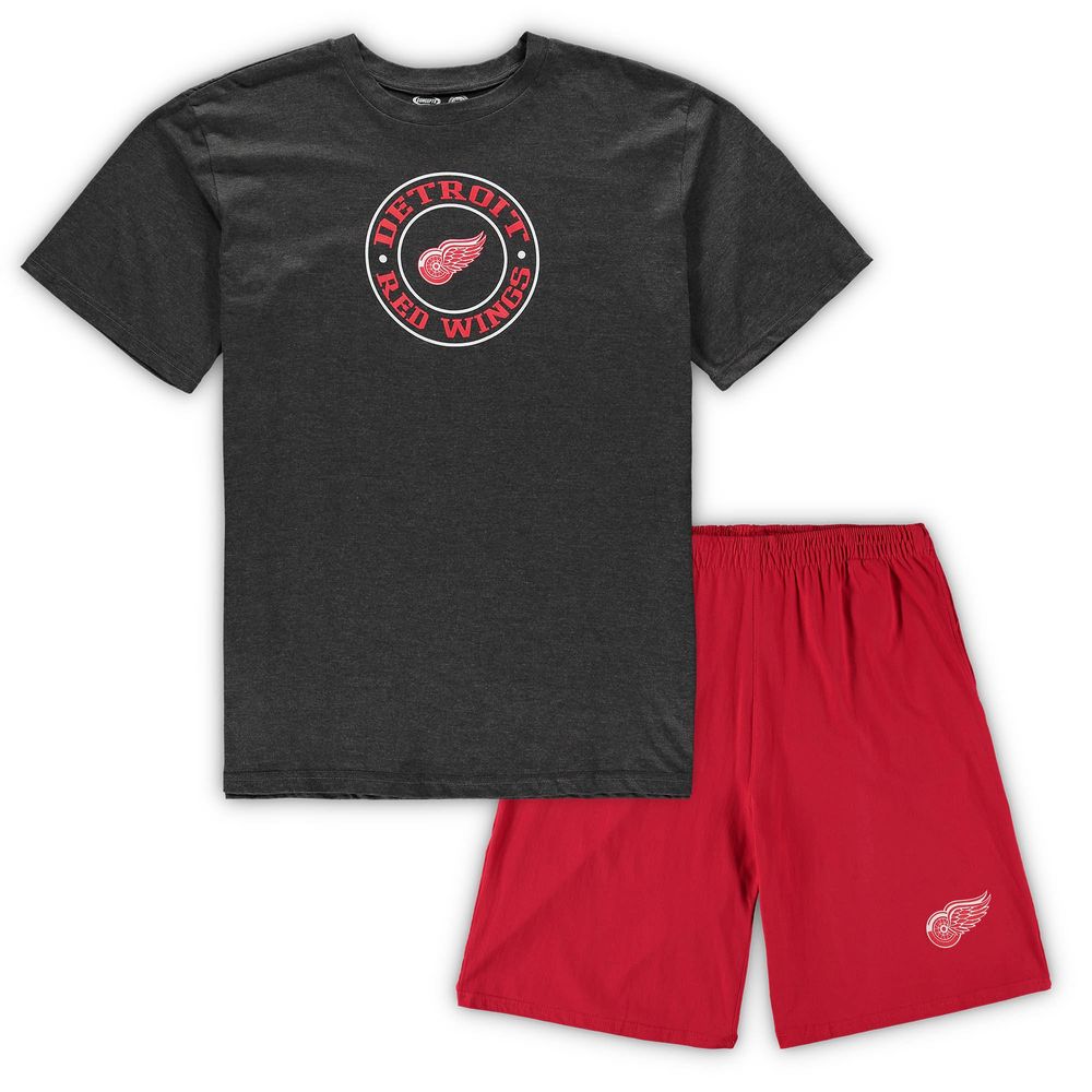 Men's Concepts Sport Red/Heathered Charcoal Detroit Red Wings Big & Tall T-Shirt Shorts Sleep Set