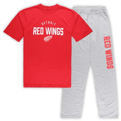 Men's Detroit Red Wings Red/Heather Gray Big & Tall T-Shirt Pants Lounge Set