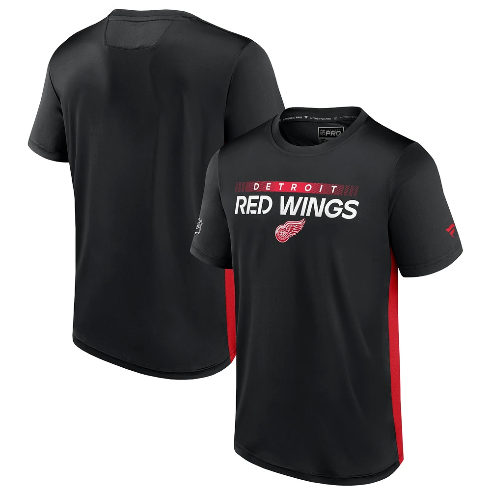 Men's Fanatics Black/Red Detroit Red Wings Authentic Pro Rink Tech T-Shirt