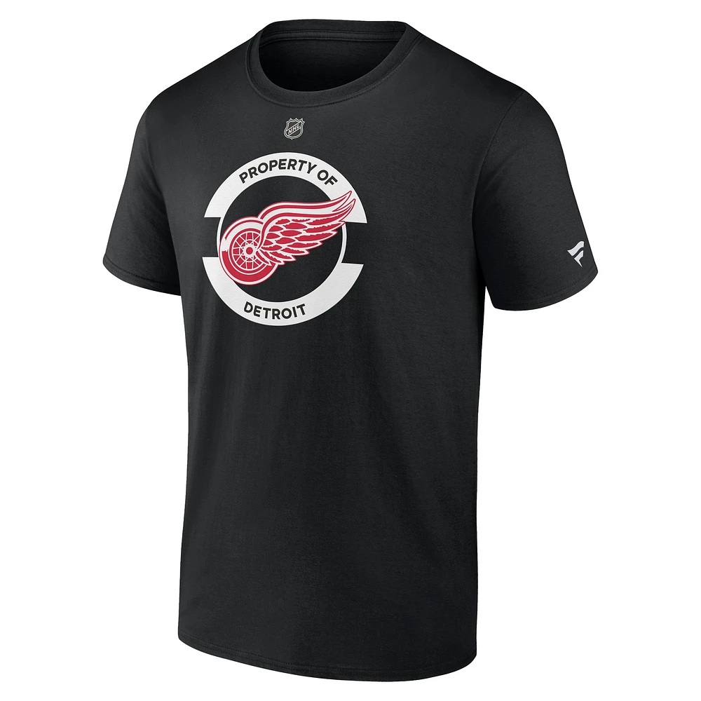 T-shirt secondaire authentique Pro Core des Red Wings de Detroit pour hommes Fanatics Black