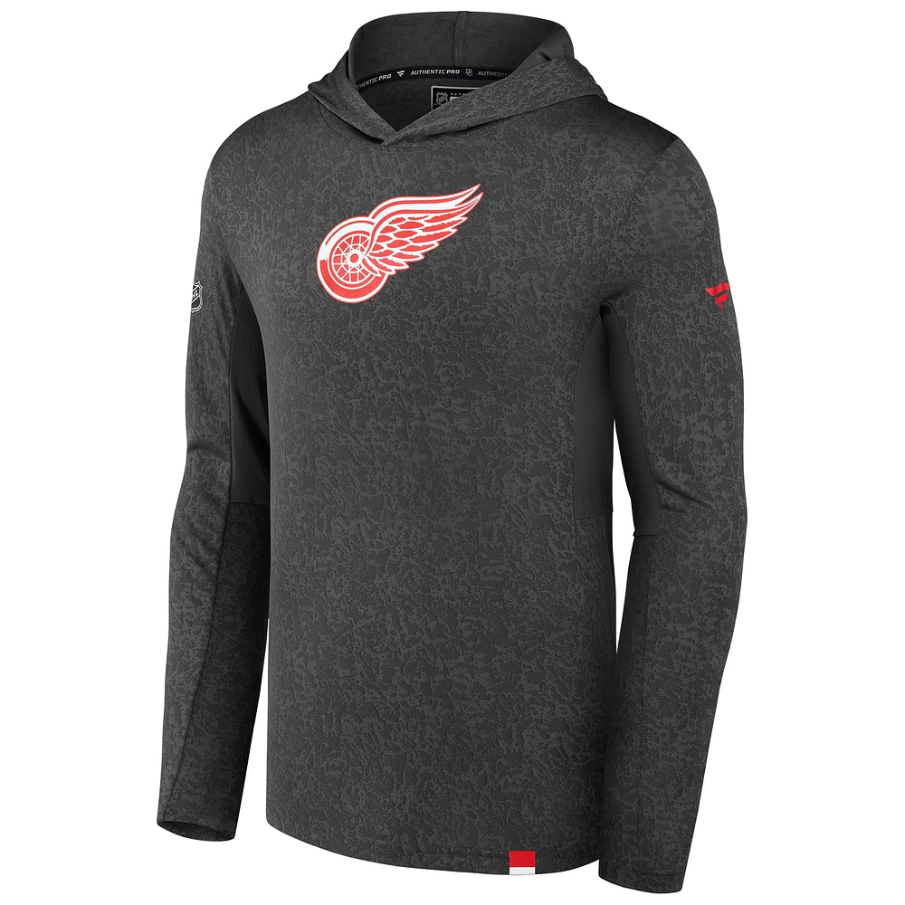 Sweat à capuche léger authentique Pro des Red Wings de Detroit pour homme, noir, Fanatics