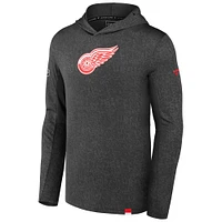 Sweat à capuche léger authentique Pro des Red Wings de Detroit pour homme, noir, Fanatics