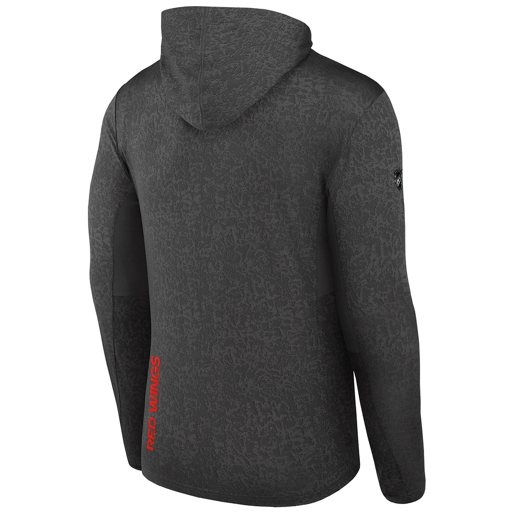Sweat à capuche léger authentique Pro des Red Wings de Detroit pour homme, noir, Fanatics