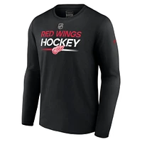 T-shirt à manches longues noir Detroit Red Wings Authentic Pro Primary pour hommes