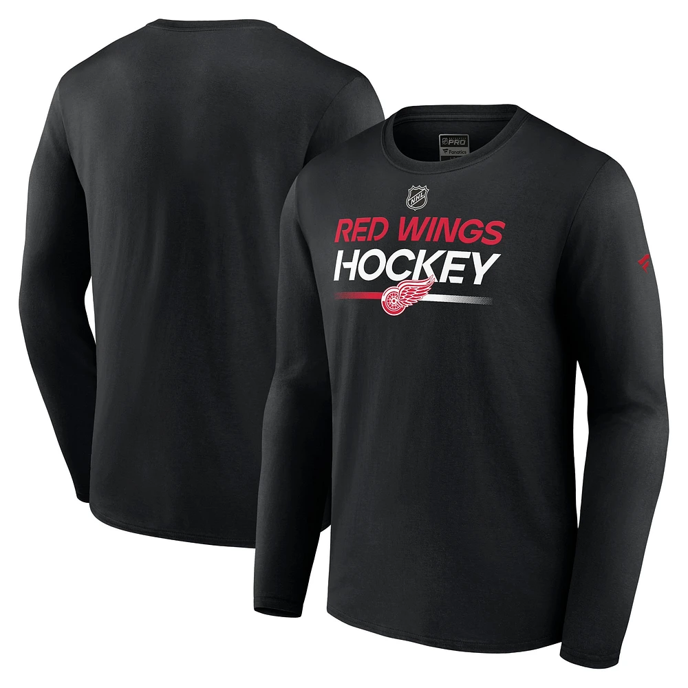 T-shirt à manches longues noir Detroit Red Wings Authentic Pro Primary pour hommes