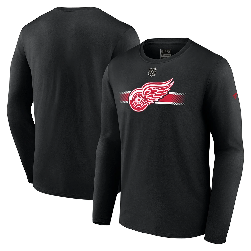 Men's Fanatics Black Detroit Red Wings Authentic Pro Secondary Logo Long Sleeve T-Shirt