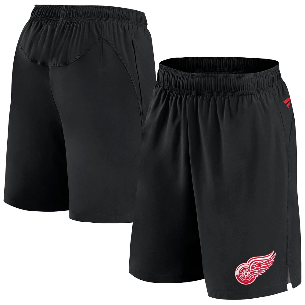 Short authentique Pro Tech Fanatics noir des Red Wings de Detroit pour hommes