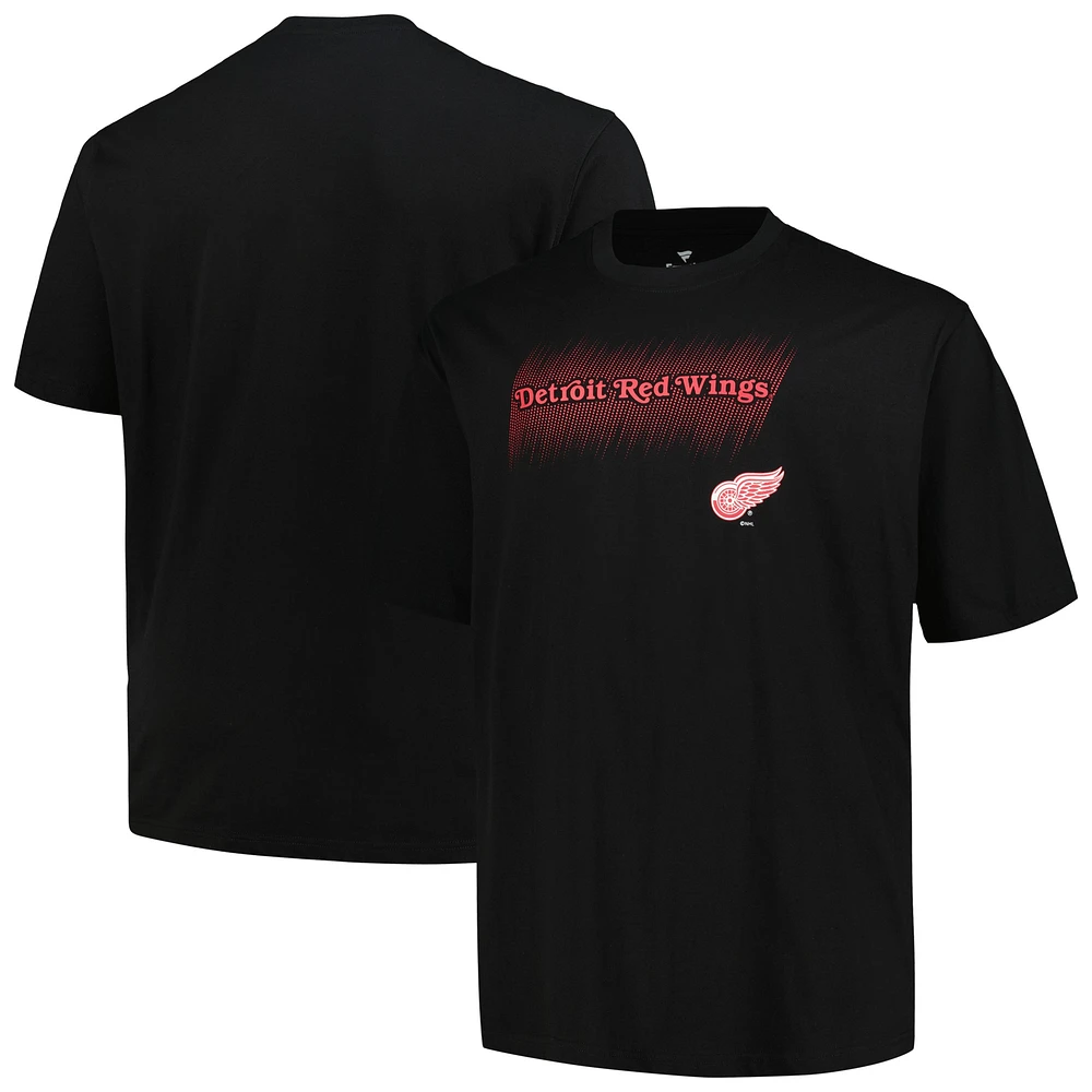 T-shirt noir Fanatics pour hommes des Red Wings de Detroit avec le mot-symbole Big & Tall