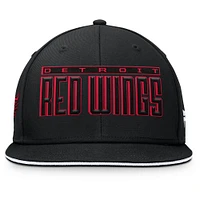 Men's Fanatics Black Detroit Red Wings Fundamental Gino Stack Snapback Hat