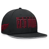 Men's Fanatics Black Detroit Red Wings Fundamental Gino Stack Snapback Hat