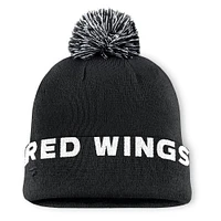 Men's Fanatics  Black Detroit Red Wings Fundamental High Stick Cuffed Knit Hat with Pom