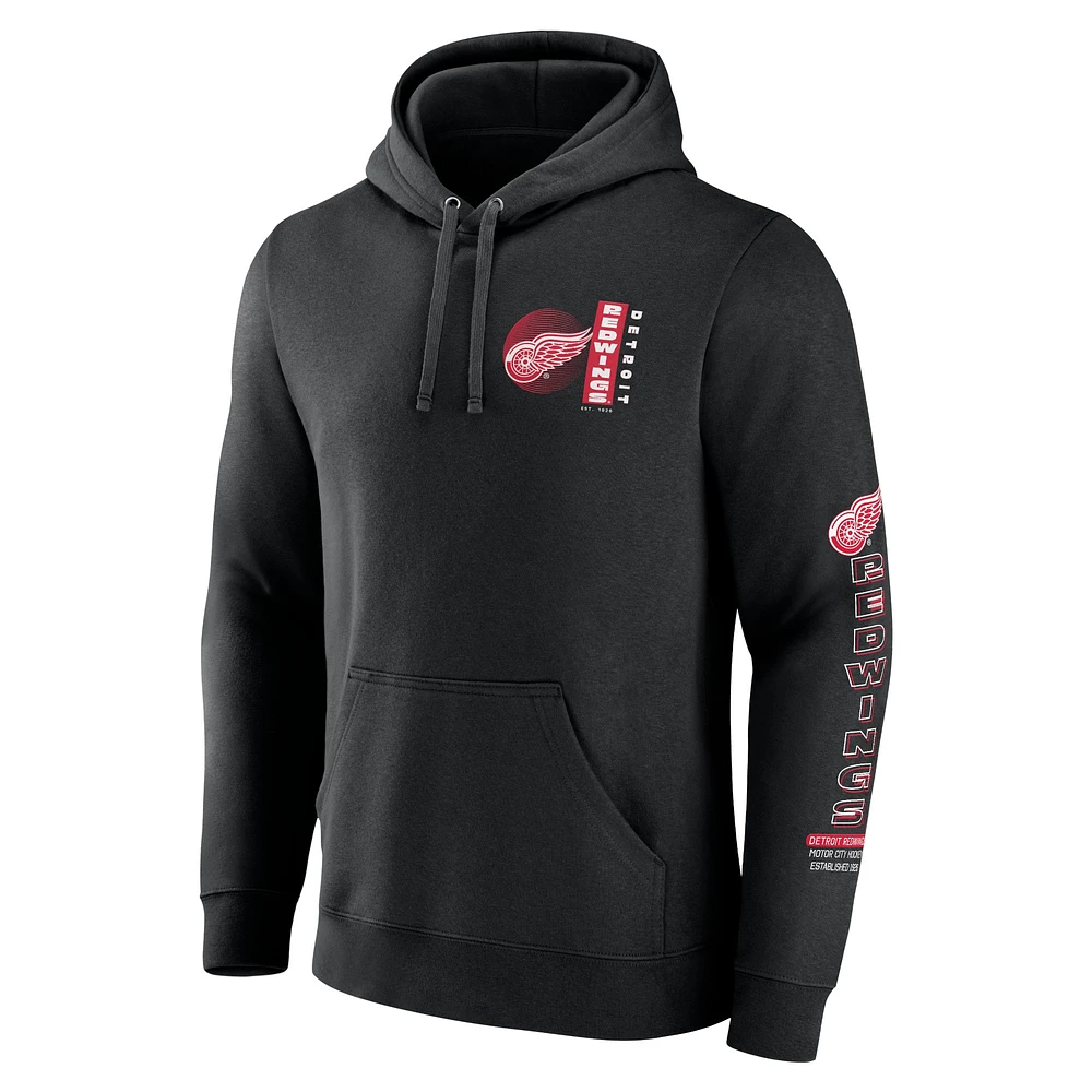 Men's Fanatics Black Detroit Red Wings Revolution Pullover Hoodie