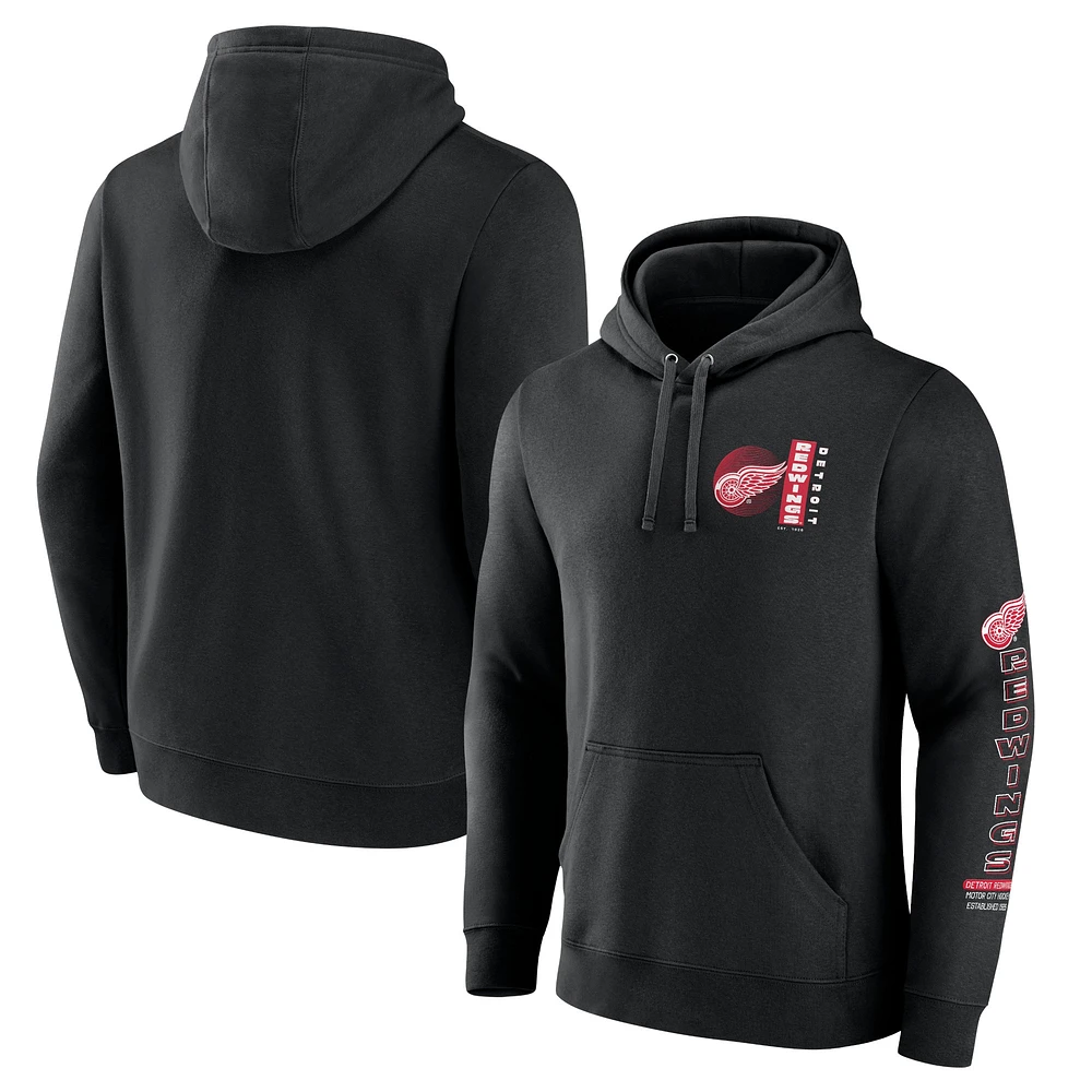 Men's Fanatics Black Detroit Red Wings Revolution Pullover Hoodie