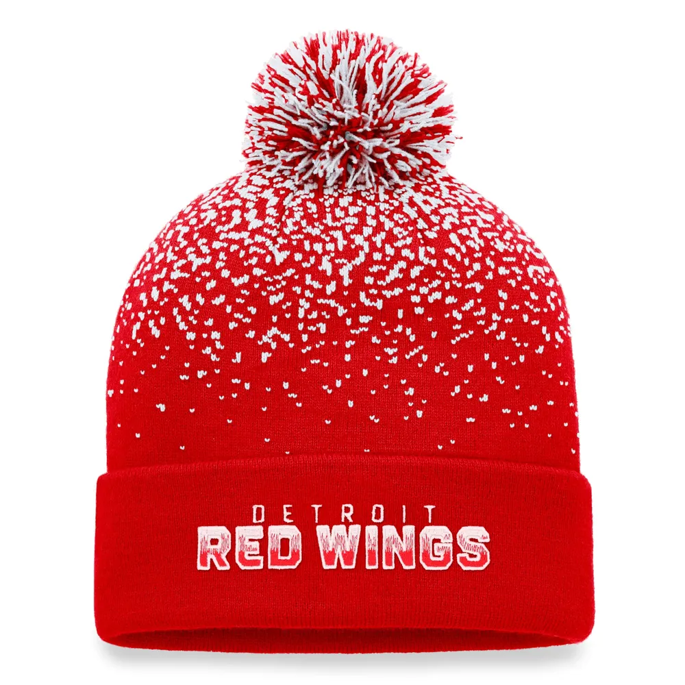 Detroit Red Wings Fanatics Branded Iconic Gradient Cuffed Knit Hat with Pom  - Red
