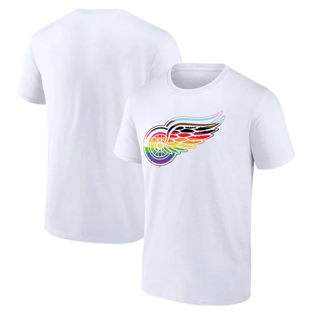 Men's Fanatics Branded Black Detroit Red Wings Rainbow Pride Logo T-Shirt