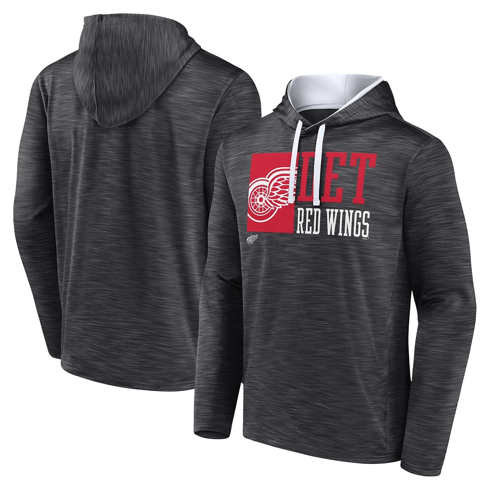 Chandail à capuchon Fanatics Charcoal Detroit Red Wings Never Quit pour hommes