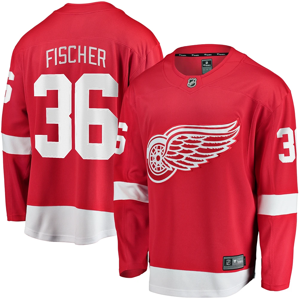 Fanatics pour hommes Christian Fischer Red Detroit Wings Home Breakaway Maillot