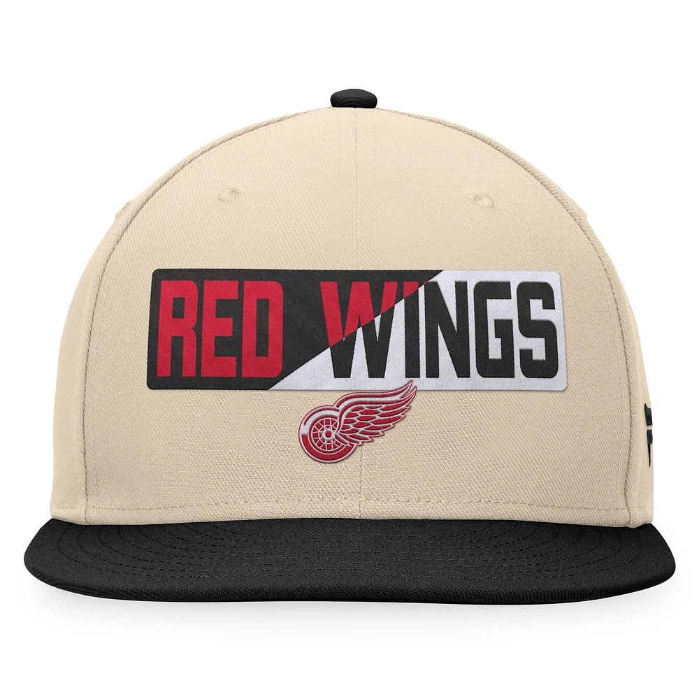 Casquette Snapback Goalaso Detroit Red Wings Fanatics pour hommes crème/noir