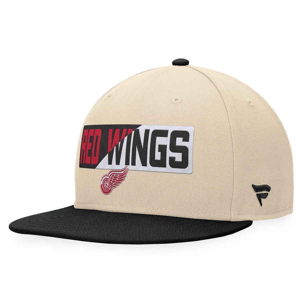 Casquette Snapback Goalaso Detroit Red Wings Fanatics pour hommes crème/noir