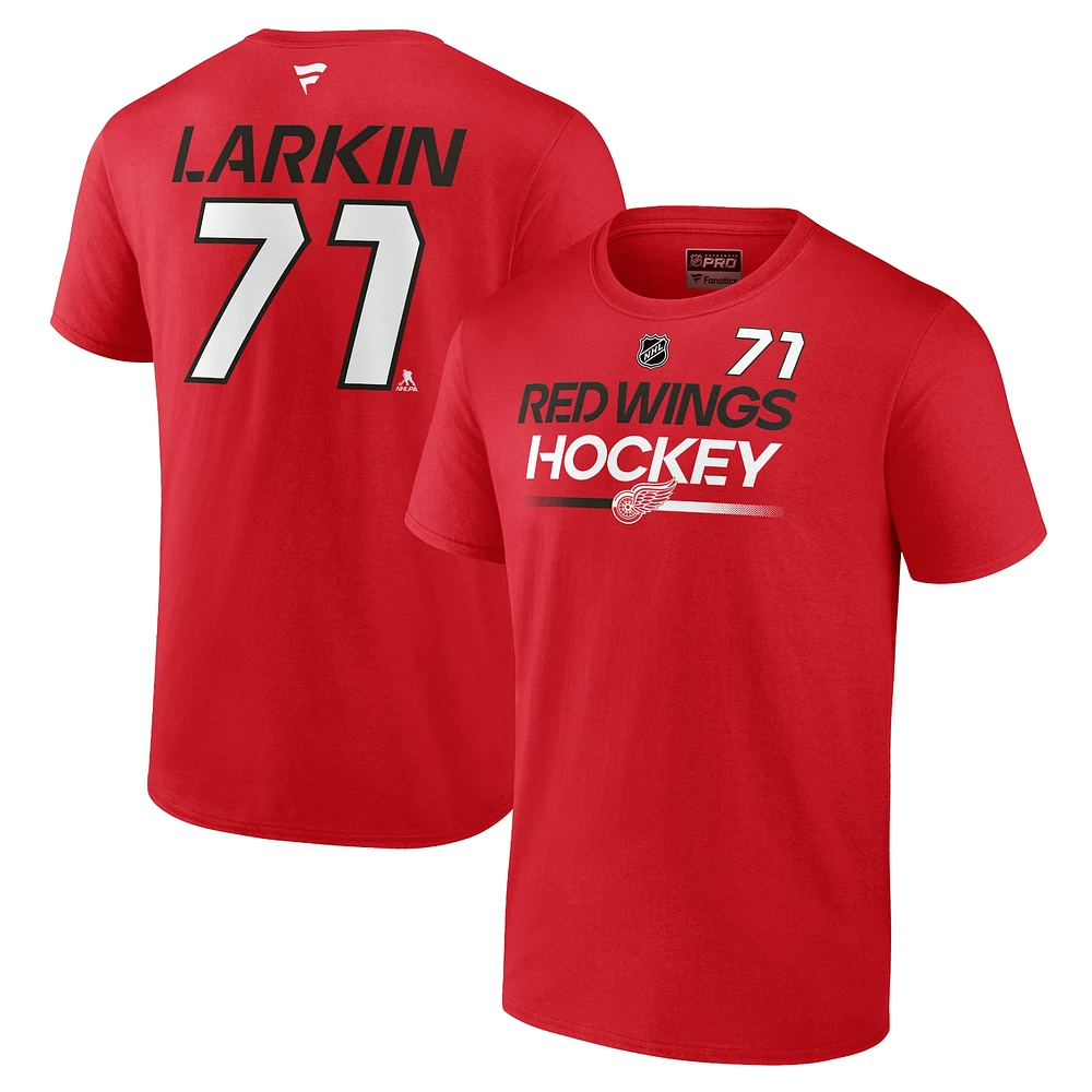 Fanatics pour hommes Dylan Larkin Red Detroit Wings Authentic Pro Prime Name & Number T-shirt