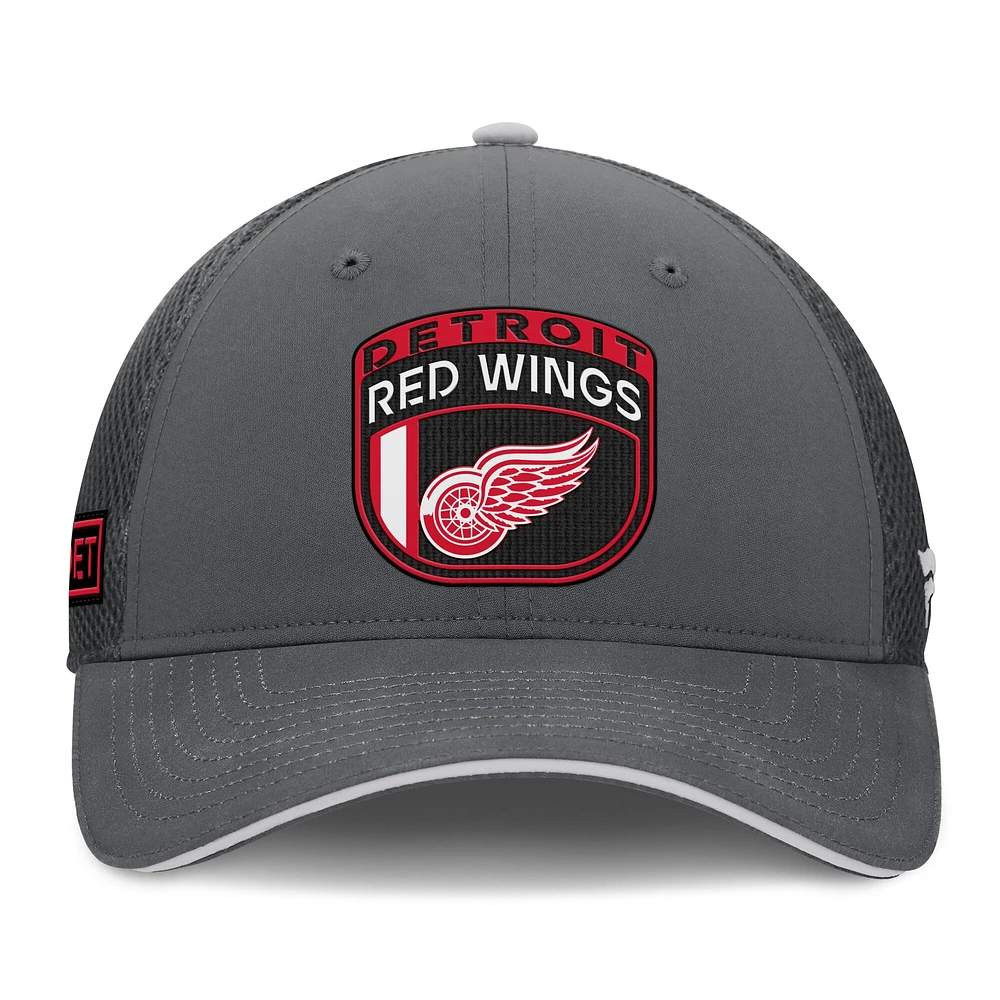 Men's Fanatics Gray Detroit Red Wings Authentic Pro Home Ice Trucker Adjustable Hat