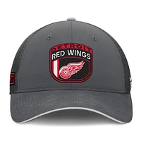 Casquette ajustable Fanatics pour homme Detroit Red Wings Authentic Pro Home Ice Trucker grise