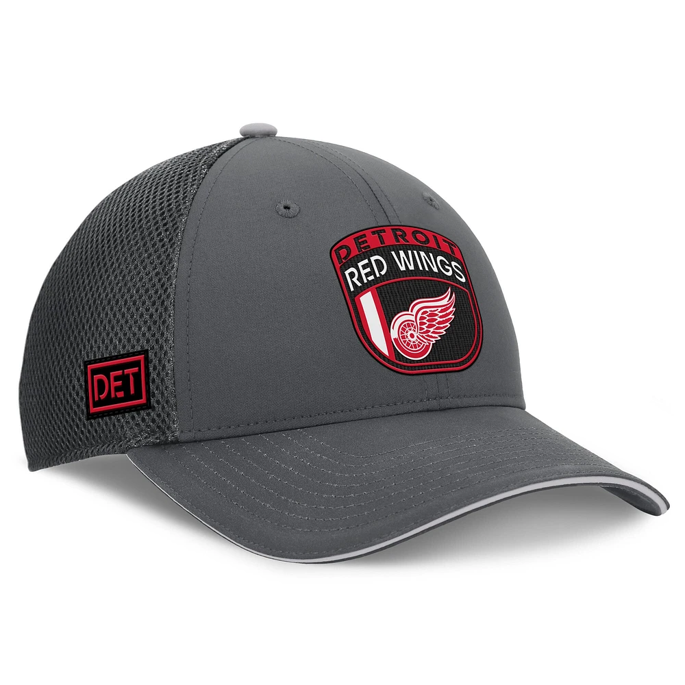 Casquette ajustable Fanatics pour homme Detroit Red Wings Authentic Pro Home Ice Trucker grise