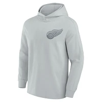 Men's Fanatics Gray Detroit Red Wings Elements Lightweight Tri-Blend Fleece Hoodie