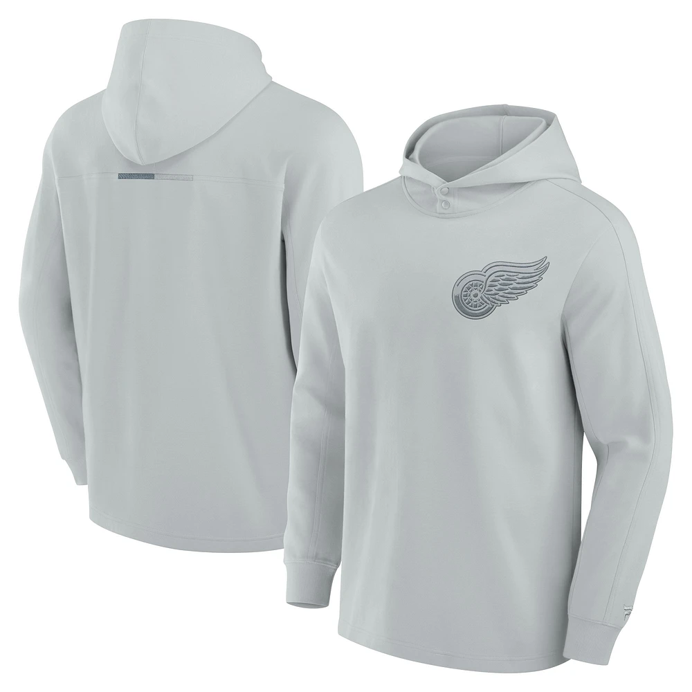 Men's Fanatics Gray Detroit Red Wings Elements Lightweight Tri-Blend Fleece Hoodie