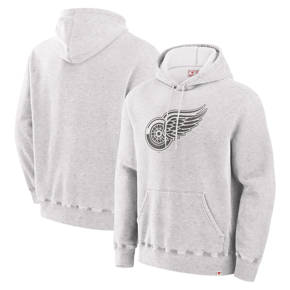 Sweat à capuche en polaire gris Fanatics Detroit Red Wings pour hommes fabriqué au Canada