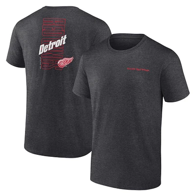 T-shirt Backbone des Red Wings de Detroit Fanatics Heather Charcoal pour hommes