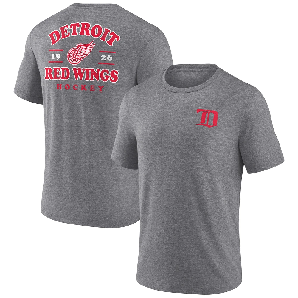 T-shirt tri-blend gris chiné pour homme Fanatics Detroit Red Wings