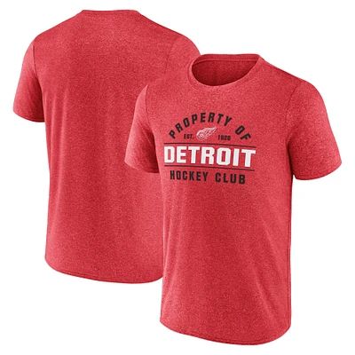 T-shirt fanatiques pour hommes, rouge chiné, propriété des Red Wings de Detroit