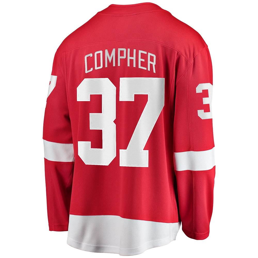 Men's Fanatics J.T. Compher Red Detroit Wings Home Breakaway Jersey