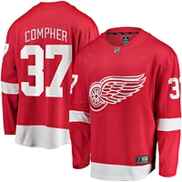 Men's Fanatics J.T. Compher Red Detroit Wings Home Breakaway Jersey