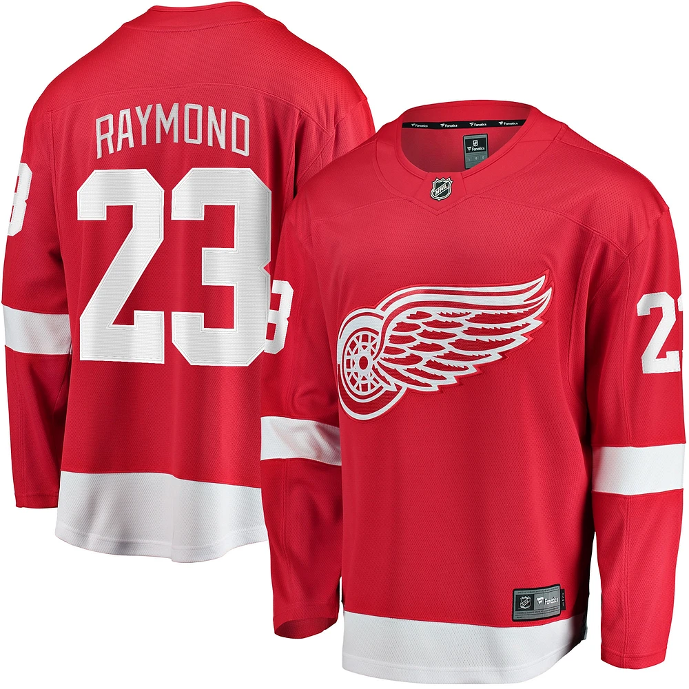 Fanatics pour hommes Lucas Raymond Rouge Detroit Red Wings Maillot de joueur échappé à domicile