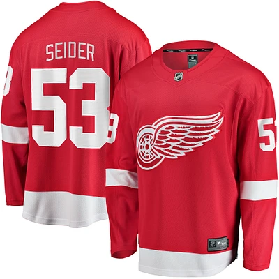 Maillot de joueur à domicile des Red Wings Detroit Fanatics Moritz Seider pour hommes