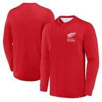 Men's Fanatics Red Detroit Wings Adrenaline Push Long Sleeve Henley Shirt