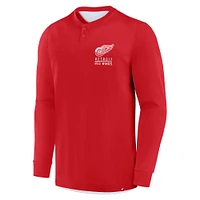 Men's Fanatics Red Detroit Wings Adrenaline Push Long Sleeve Henley Shirt