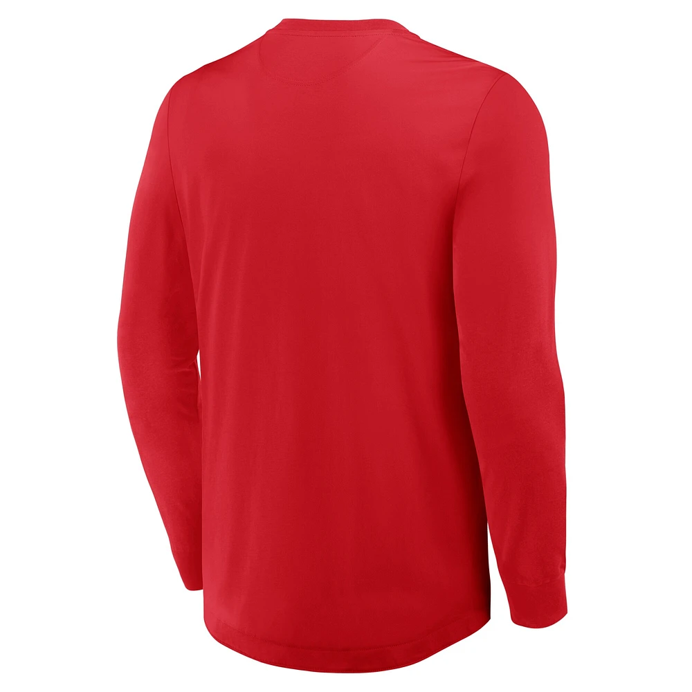Men's Fanatics Red Detroit Wings Adrenaline Push Long Sleeve Henley Shirt