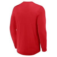 Men's Fanatics Red Detroit Wings Adrenaline Push Long Sleeve Henley Shirt
