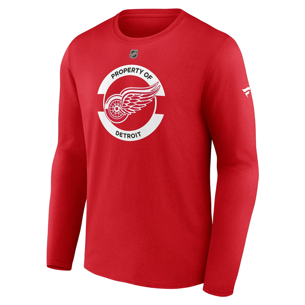 T-shirt à manches longues secondaire authentique Pro Core des Red Wings de Detroit pour hommes Fanatics